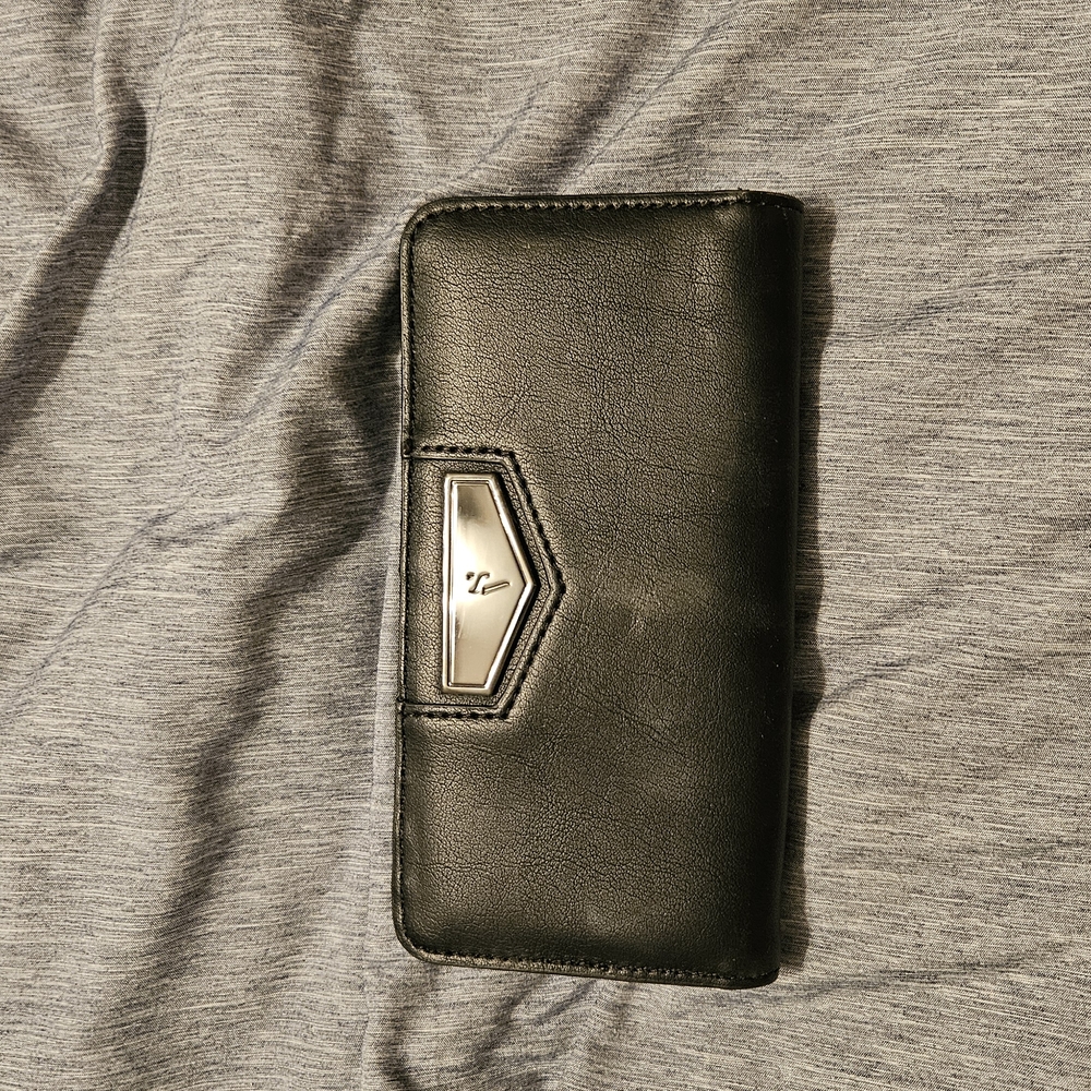 Chic Black Wallet with Silver Detail
